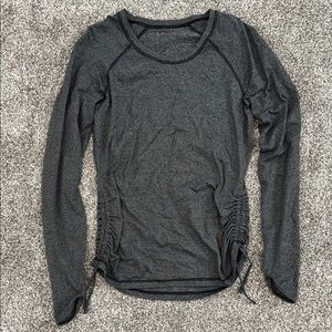 Cinched Side Gray Long Sleeve Top ~ Women's Size Small